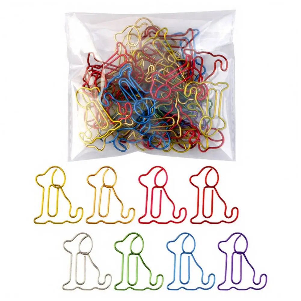50Pcs Christmas Paper Clips Dog Shape Fun Paperclips Non-bending Metal Clips Office Desk Organizing Cards Document Fasteners