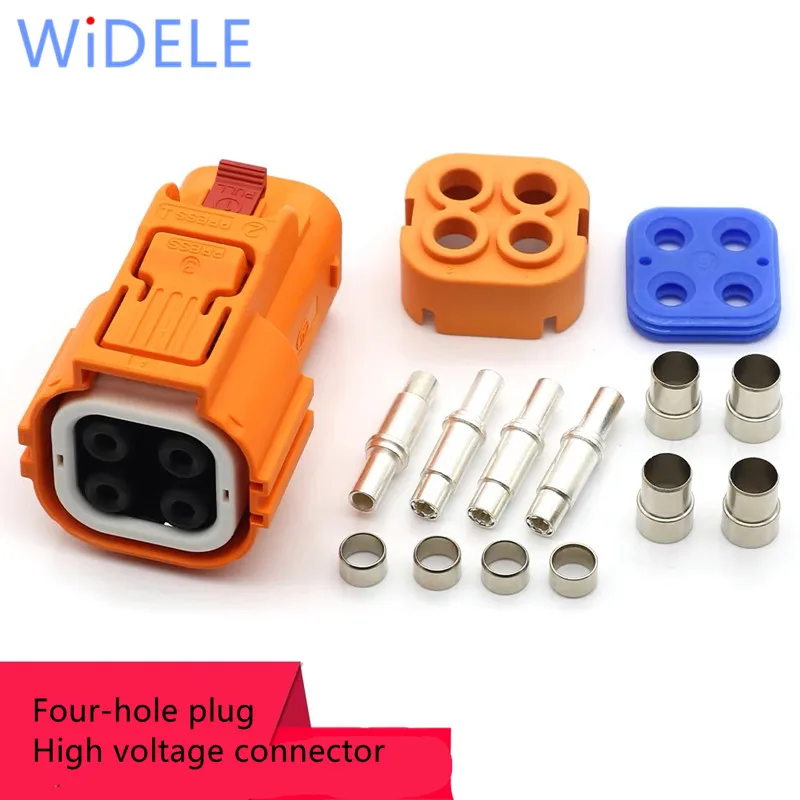 4 core Plastic shell high-voltage current connector Plug socket New energy electric vehicle straight high-voltage connector