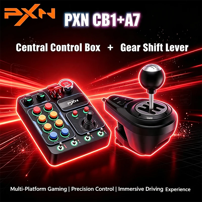 PXN CB1 Racing Simulator Central Control Box +A7 Gear Shift Lever EURO Truck Gearbox RGB Lighting effects Game Car Controller
