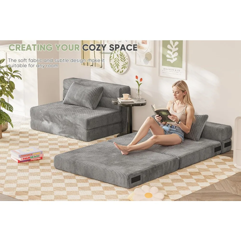 أريكة سرير قابلة للطي، كرسي نوم قابل للتحويل مع وسادة، أرائك صالة فوتون مريحة، كرسي محمول قابل للطي #5