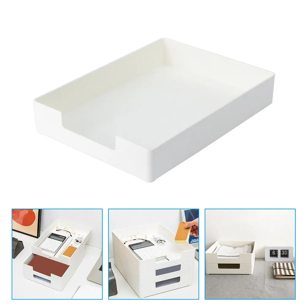 Desktop File Organizer Multi-Function Desk Tray Household File Tray Wear-Resistant Office Supply Stackable Storage for Study
