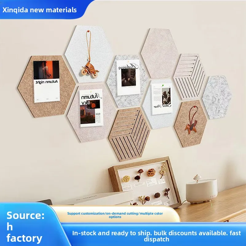Hexagon Felt Acoustic Panel Self Adhesive Sound Absorbing Wall Tiles, Nail Free Noise Reduction Felt Board for Bedroom Cinema