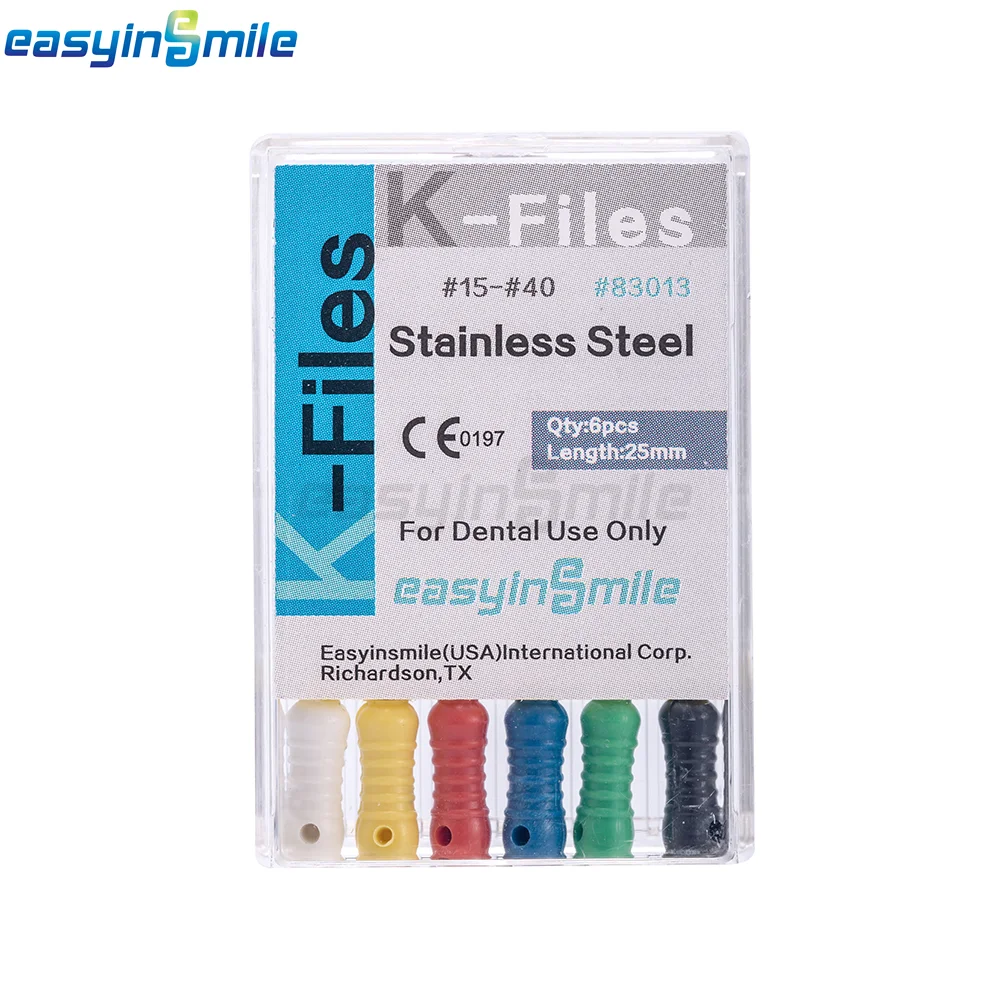 10Packs EASYINSMILE Endo K Files #6 #8 #10 #15 #20 #25 #30 #15-40 #45-80 Dental Stainless Steel Root Canal Hand Use Durable 25MM