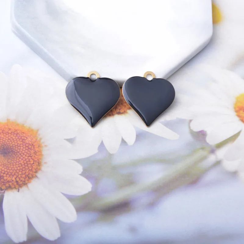 10 Stück Kupfer Beidseitig Emaillierte Herz-Anhänger Bunte Damen Halskette Ohrringe Öltropfen Liebesanhänger DIY Schmuckzubehör – Detail 8