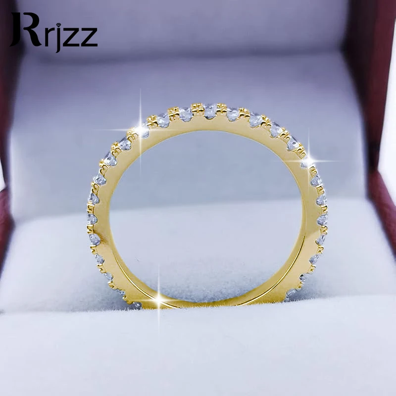 

Rrjzz VVS1 D Full Lab Created Moissanite Wedding Band Rings for Women 14K Gold Plated Stackable Full Eternity Engagement Ring
