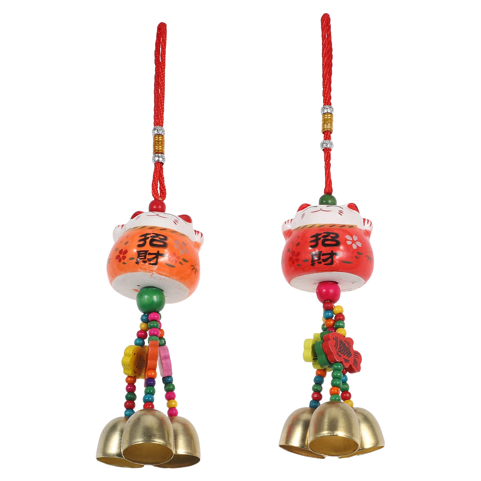 

2pcs Fortune Wind Chimes Hanging Decor Patio Pendant Brightening Relaxation Gift Home Wind Chimes Red+Orange