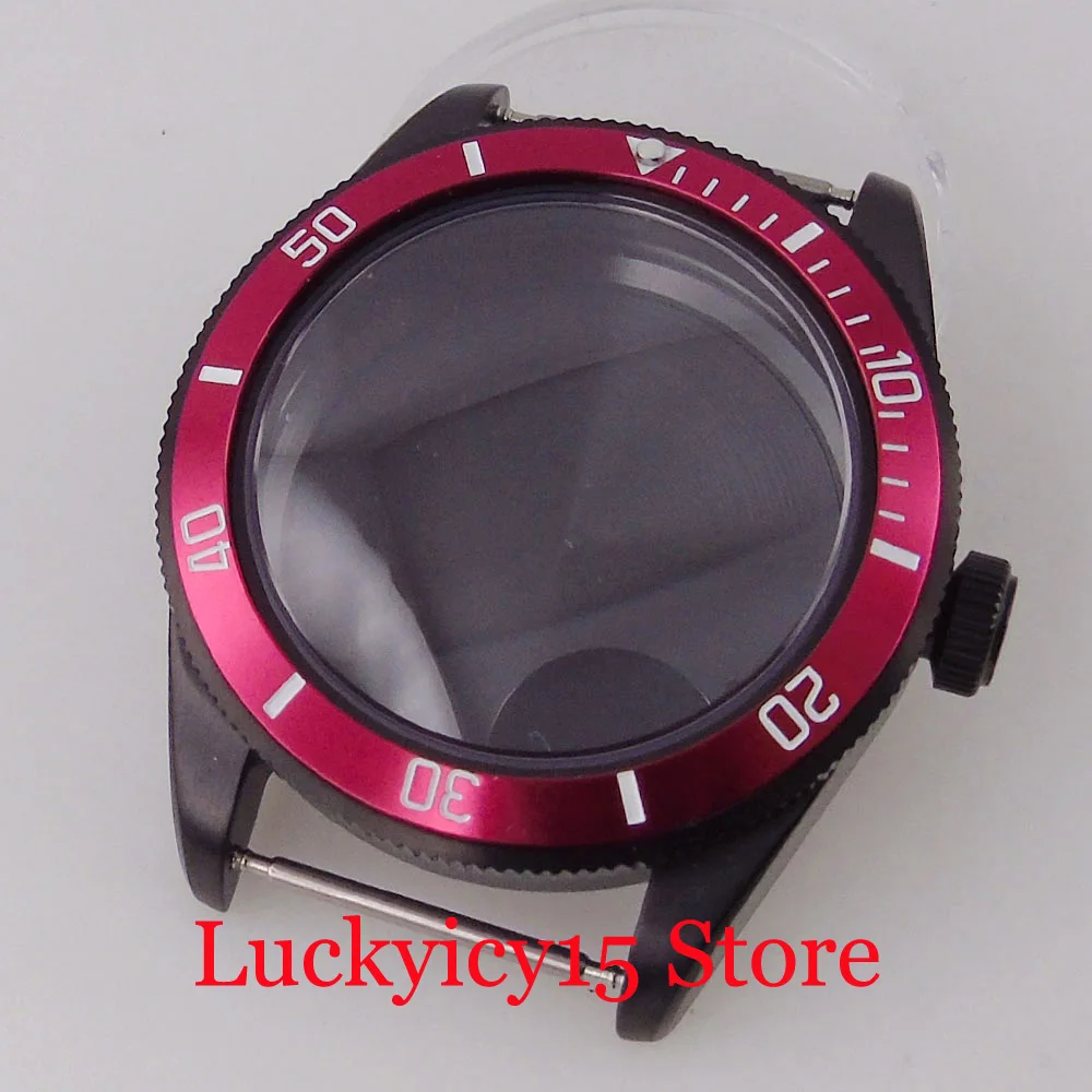 

39MM Black PVD Watch Men Case 20Bar Waterproof SuitableFit NH35 NH36 NH34 SKX ETA2824 PT5000 Rotating Bezel Domed Sapphire Glass