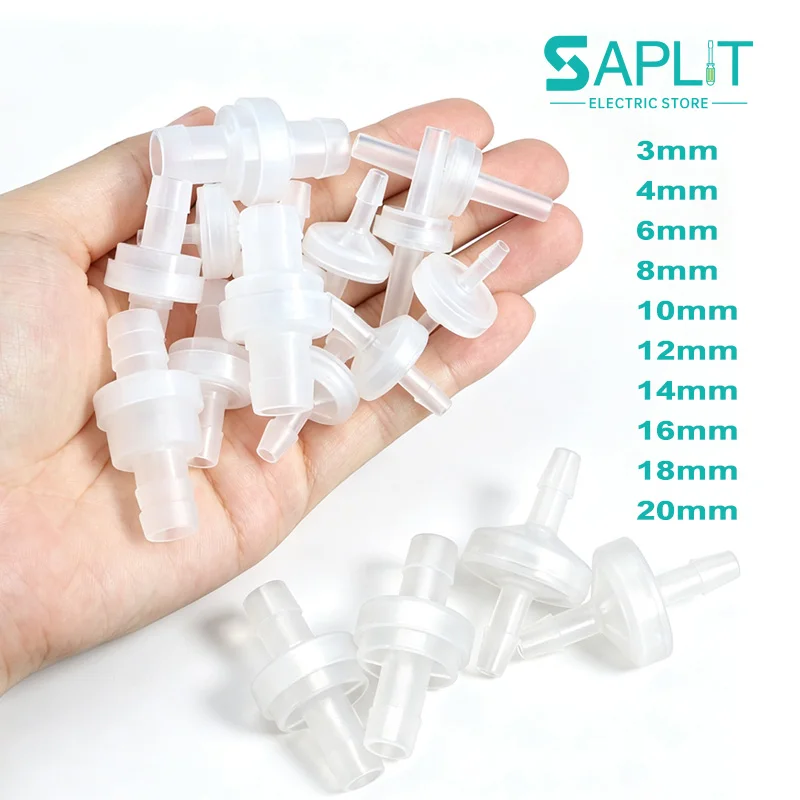 1-100Pcs 3/4/6/8/10/12/14/16/20mm PP Plastic Check Valve One Way Water Flow Valve for Hose Tube Aquarium Fish Tank Laboratory