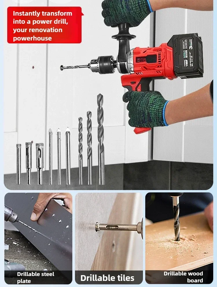 【Fast Delivery】Power Tools Electric Concrete Mixer Cordless Electric Drill Cement Mortar Plaster Mixer Blender Paint Mix