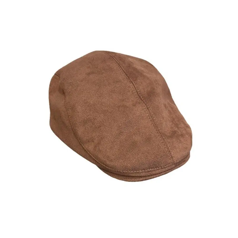 Fashion Solid Color Beret Hat Retro Suede Surface Warm Hat Simple Adjustable Duck Tongue Cap