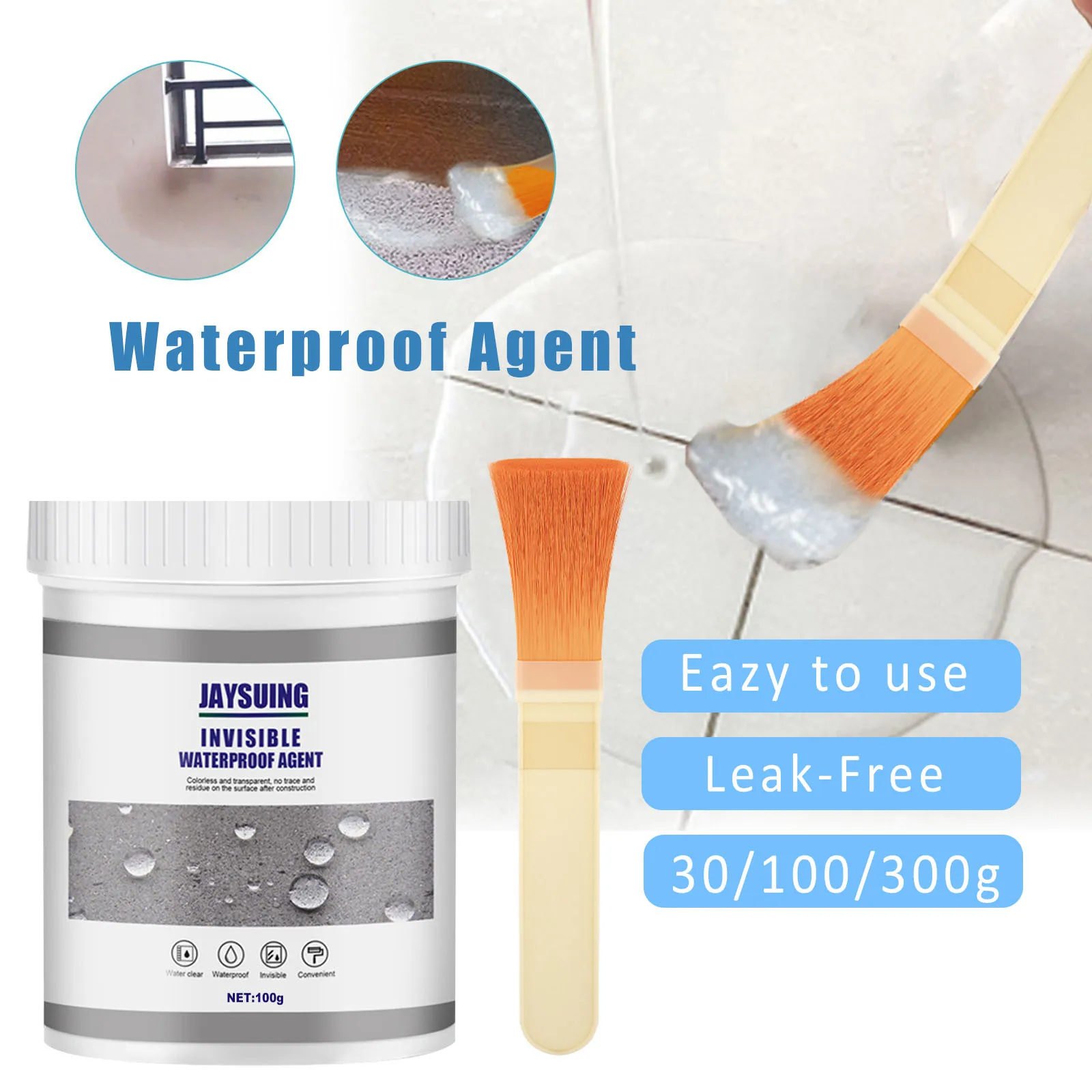 Invisible Waterproof Agent Toilet Anti-Leak Glue Transparent Waterproof Coating Sealant Agent Home Roof Toilet Repair 30-500g
