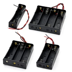 1 2 3 4 Slot DIY Batteries Clip Holder Container Plastic 18650 Holder Box with Wire Lead Black for 18650 3.7V Battery