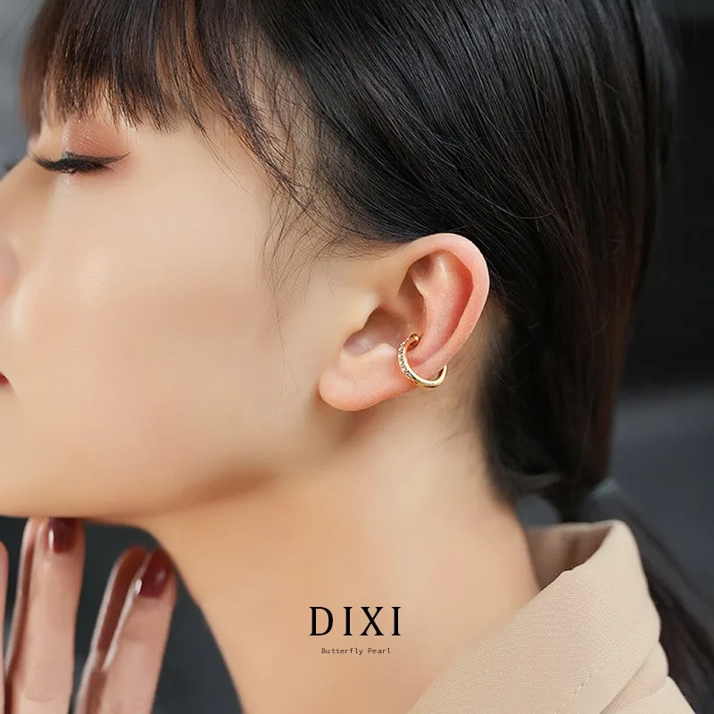 DLR1042 Dixi العلامة التجارية النسخة الكورية الأصلية من أقراط الموضة، أقراط مرصعة بالألماس بنمط مجوف بسيط غير منتظم #2