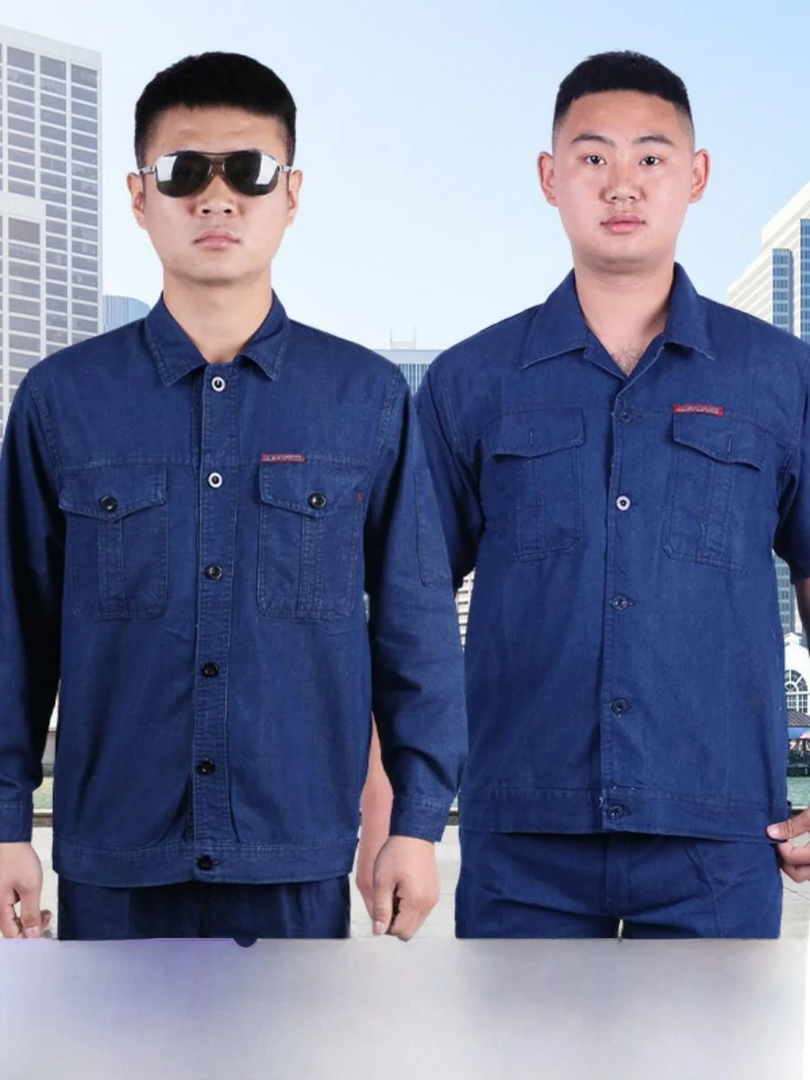 

Летний рабочий костюм из денима с длинными рукавами, огнестойкий, для сварочных работ, из смесовой хлопковой ткани, для весенней школьной формы