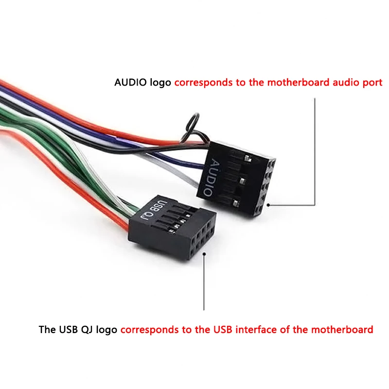 7.8CM 65CM PC Kable i złącza komputerowe Obudowa Panel przedni USB / Audio Przednia wtyczka USB 2.0 Przedłużenie mikrofonu Kable słuchawkowe