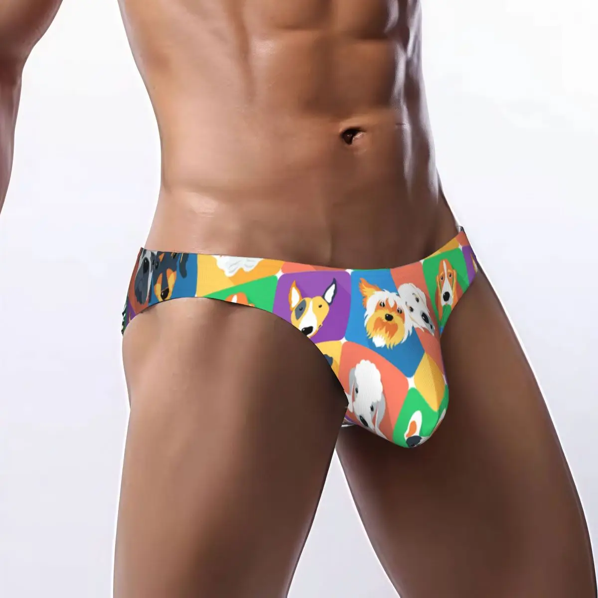 Sexy Man's Underwear Briefs Funny Cartoon Dogs Heads Men Underpants