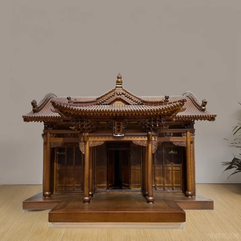 

Zen wood carving ancient architectural model living room office study entrance retro ornament