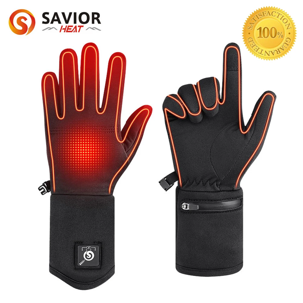 

Savior Heat Electric Heated Glove Liners for Men Women Rechargeable Battery Heating Riding Ski Snowboarding Cycling Thin Gloves