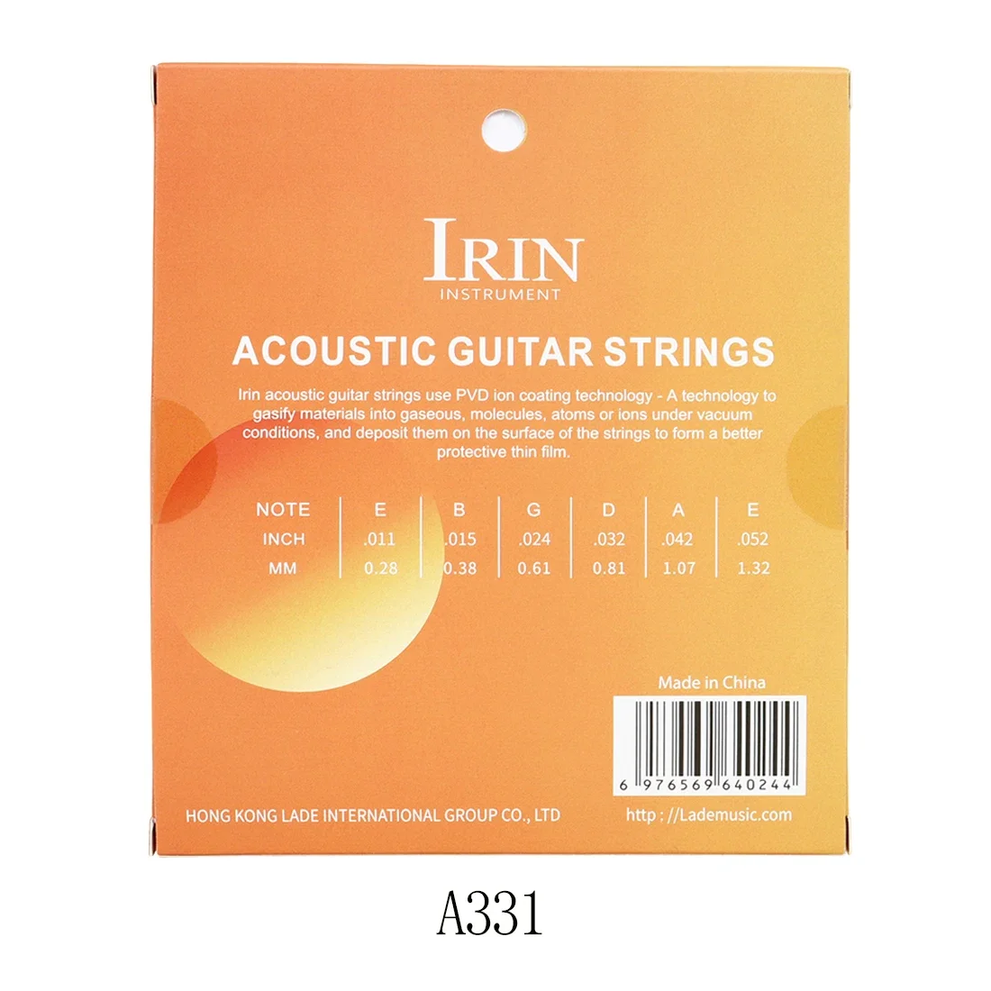 IRIN 3/5/10 Set Acoustic Guitar Strings A331 A332 Hexagonal Alloy PVD Coated High Carbon Steel Core 6-String Folk Guitar Strings