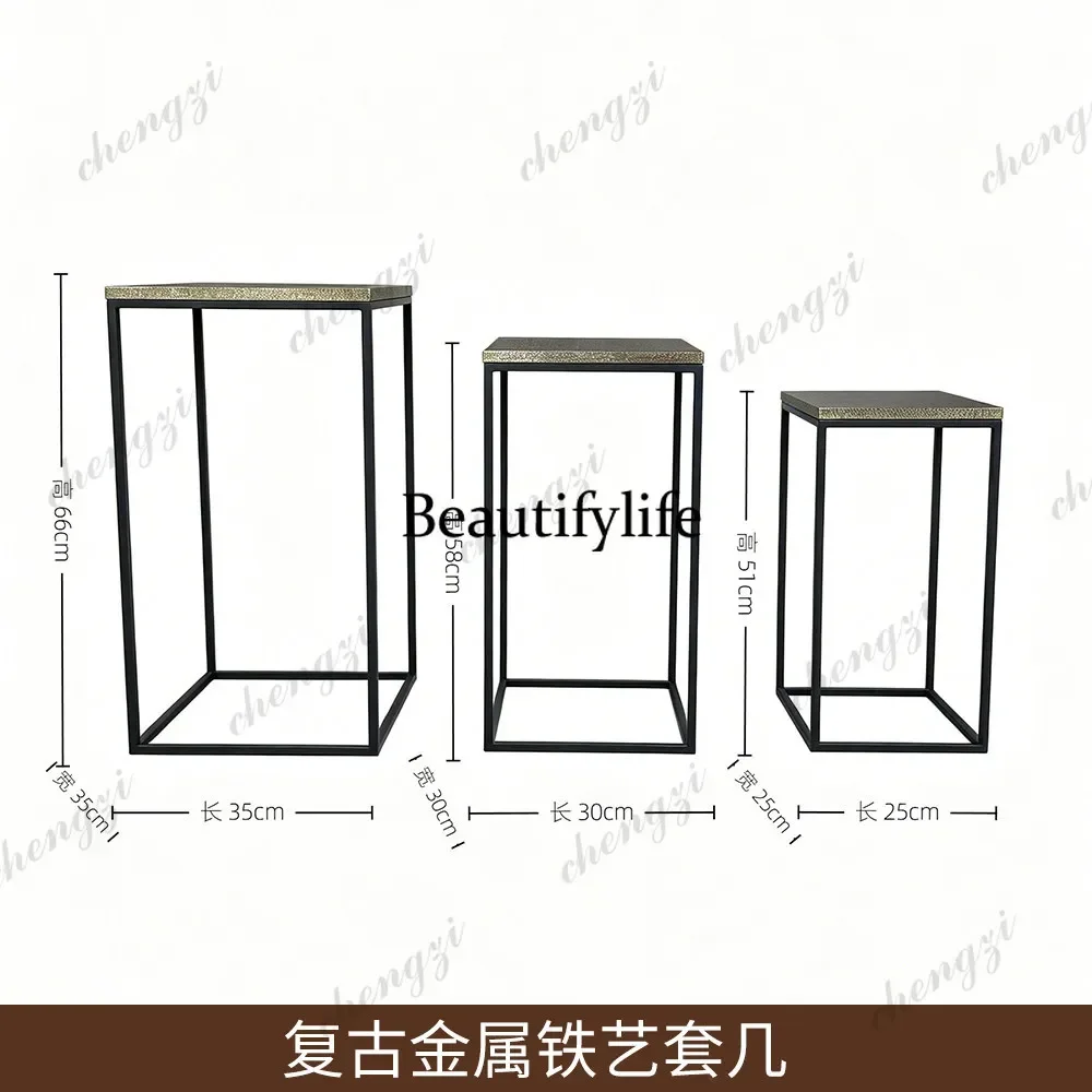 A74Modern simple square edge few metal bracket desktop shelf living room decoration corner few