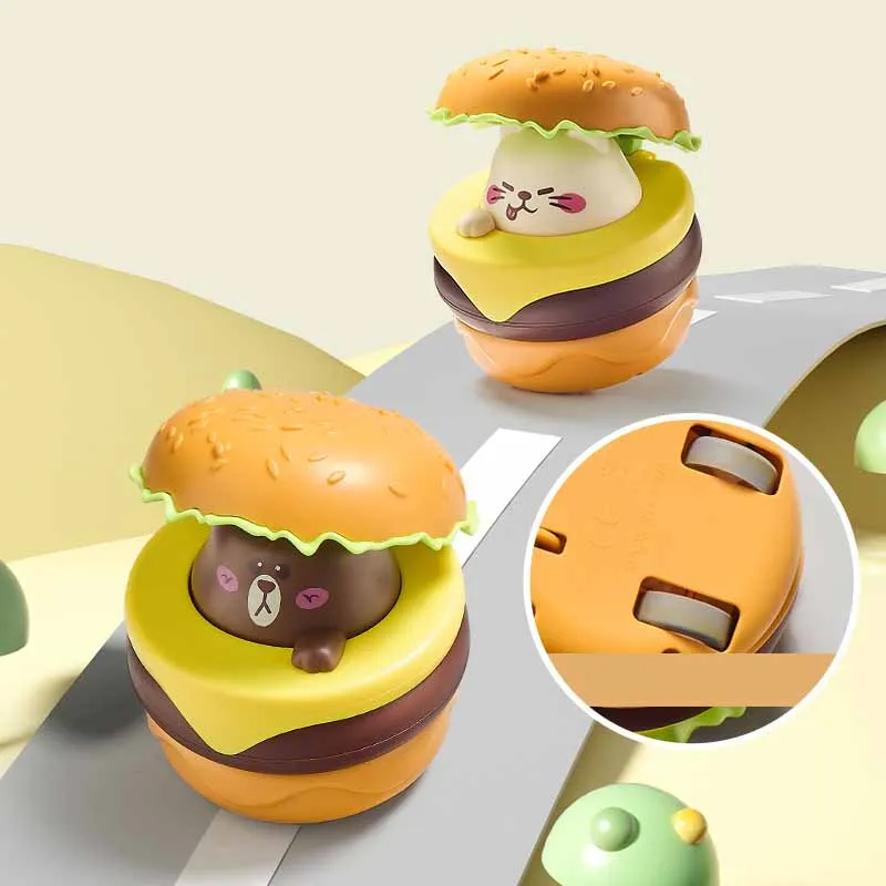 Super Cute Mini Hamburger Car Toys Dla Dzieci Bezwładność Pull Back Car Press Gliding Cartoon Animal Car Puzzle dla dzieci Zabawki Prezenty