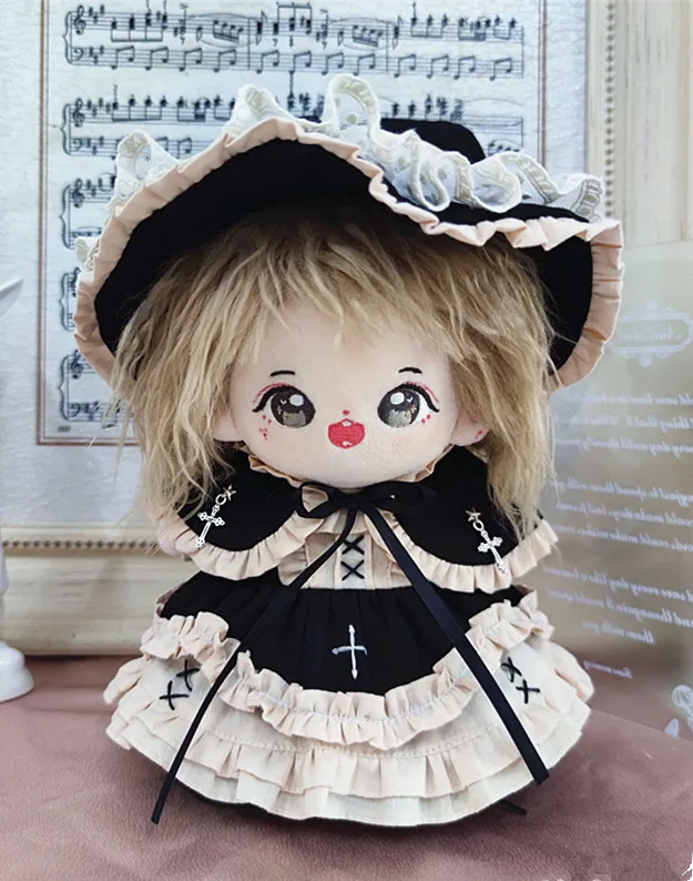 Cotton Doll suitable for 20cm size new little devil little witch set magic hat + dress + gauze skirt + cape 4 doll  clothes