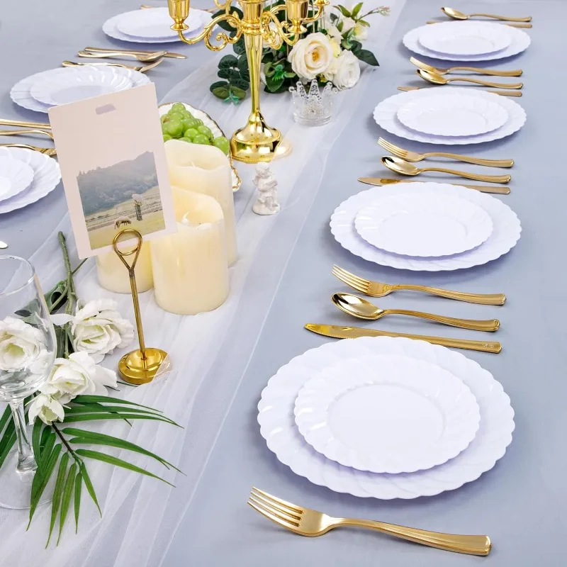 Placas plásticas para o casamento e o uso do partido, prêmio, resistente, plástico, placas de jantar, incluindo 50 PCes, 9 ", 100 PCes