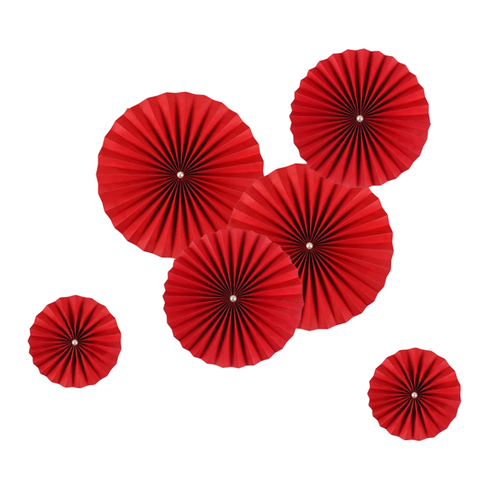 

1Set Paper Fan Decoration Red Stylish Elegant Pearl Hanging Christmas Wedding Room Party Supplies Paper Fan Christmas Decoration