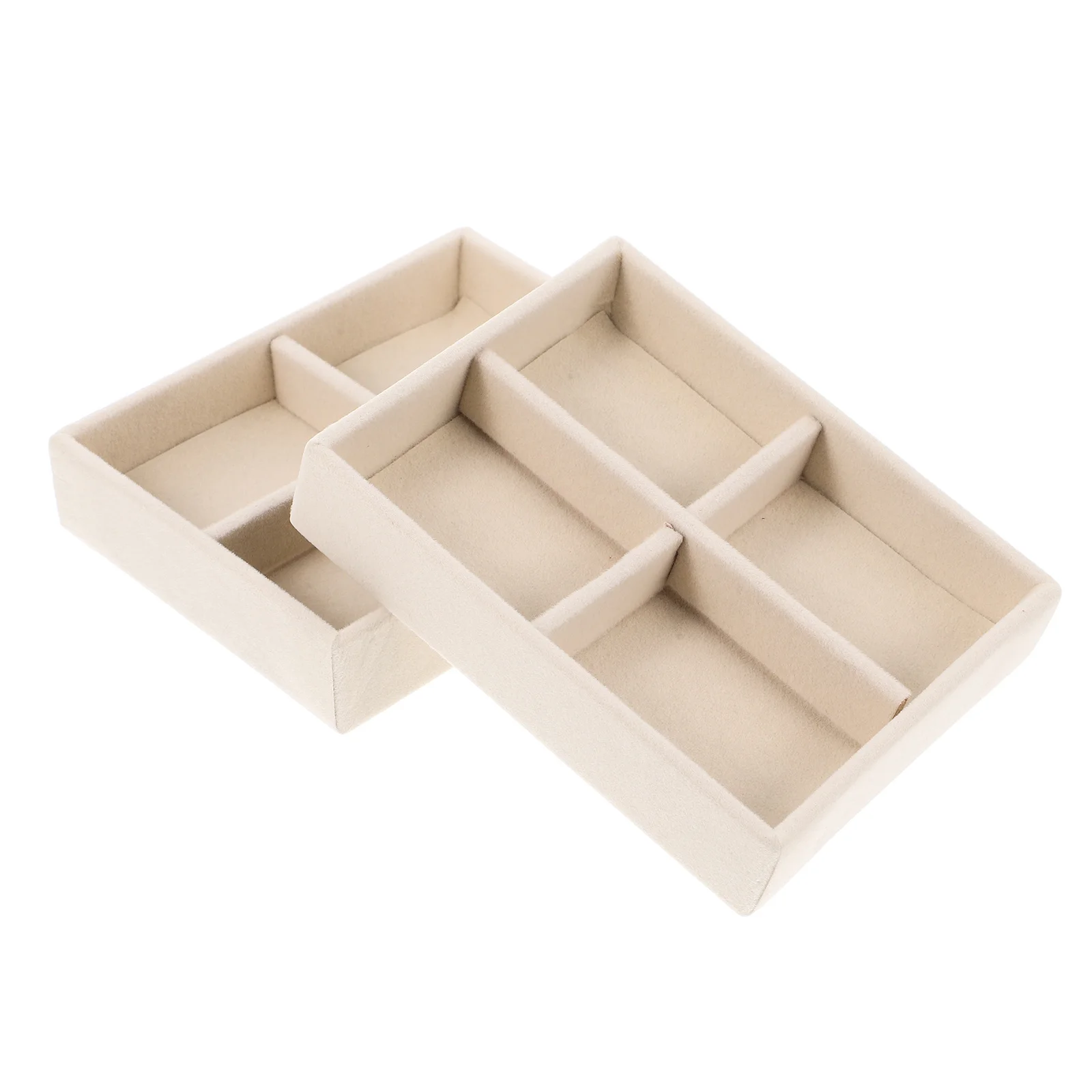 

2Pcs Jewelry Tray Organizer Set Multi-Compartment Storage for Earrings Rings Trinkets Space-Saving Display Design