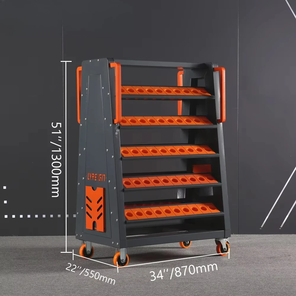 CNC CAT40 Trolley Heavy Duty CNC Tool Trolley Storage Large Capacity Handle Orange Cnc Tool Rack