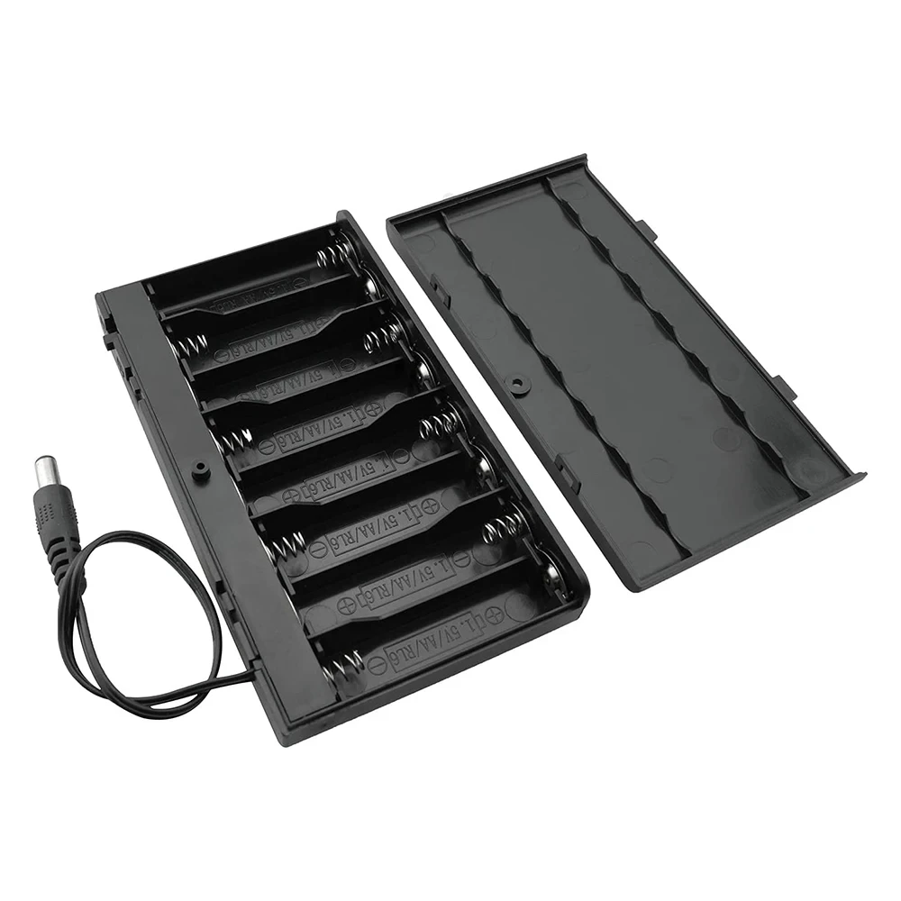 1 Pack 8 * AA Battery 12V Thicken Holder Base Box Case with 5.5x2.1 DC Plug, ON/OFF Switch and Cover for Ham Radio Toys