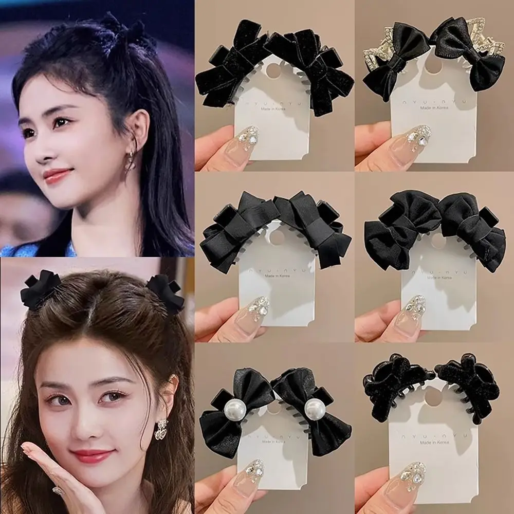 

1pair Bow Tie Bowknot Hair Clip Elegant Pearl Crown Bee Princess Head Bangs Hair Clip Face Smaller Side Hairpin Women Girls