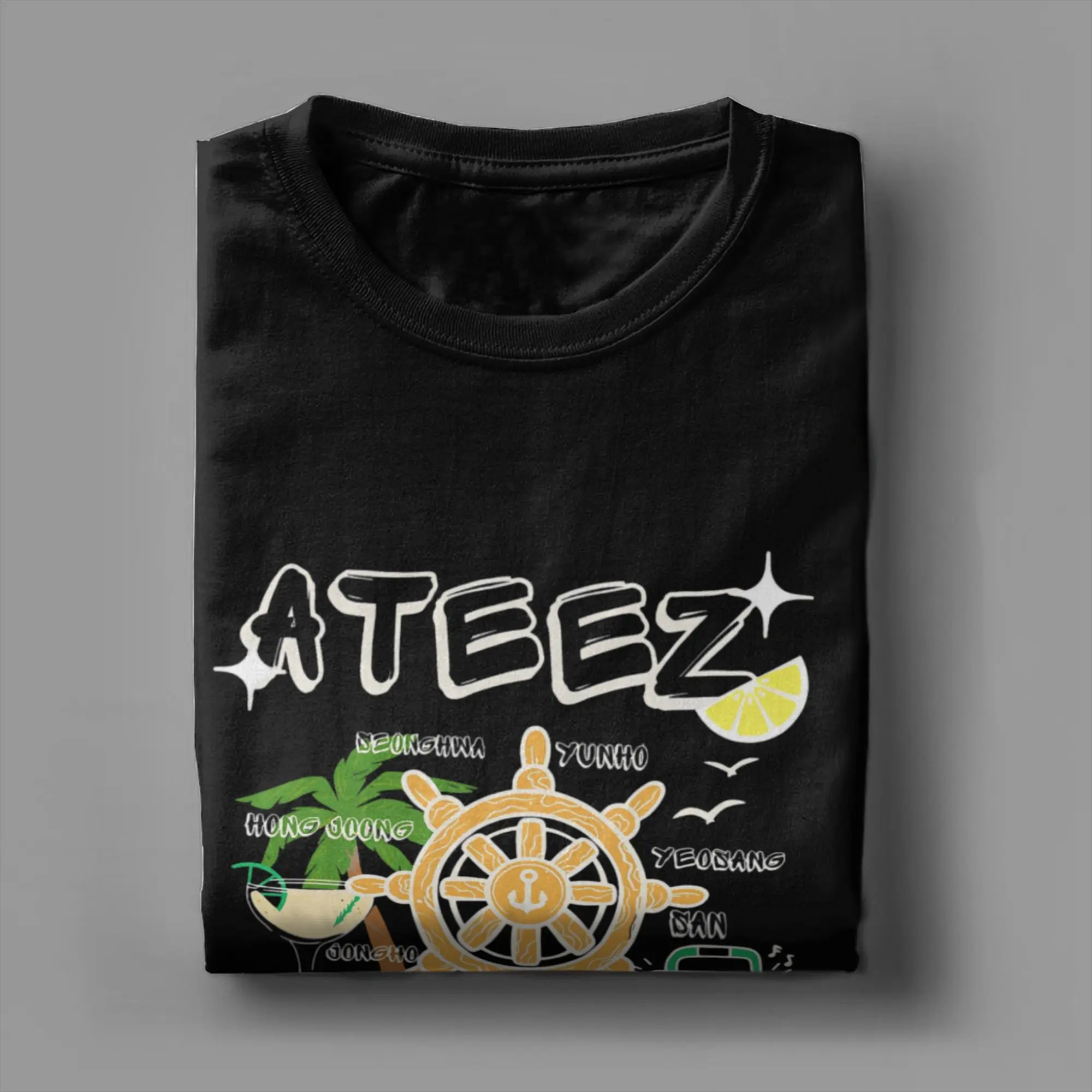 تي شيرت مطبوع عليه رسومات Ateezed Lemon Drop 2025 موسيقى البوب للرجال والنساء 100% قطن تي شيرت بأكمام قصيرة