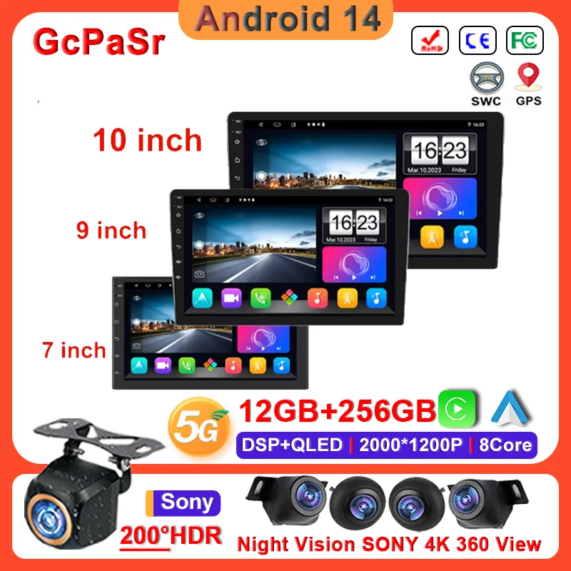 

Android 14 Car Radio Android Car play NO 2 Din GPS Navigation Car Stereo 7"/9"/10" WIFI BT Universal Car Multimedia Playe DVD