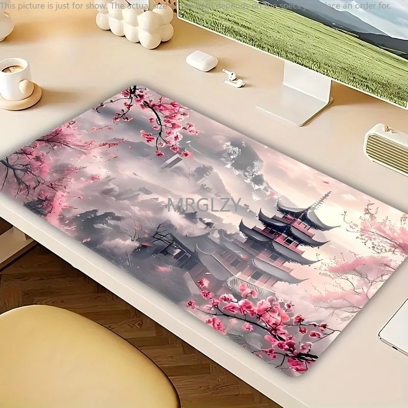 

Pink Plum Blossom Scenic Mouse Pad Large Rubber Anti-slip Desk Accessories Mousepad for Office and Gamer Keyboard Mats Decor Mat