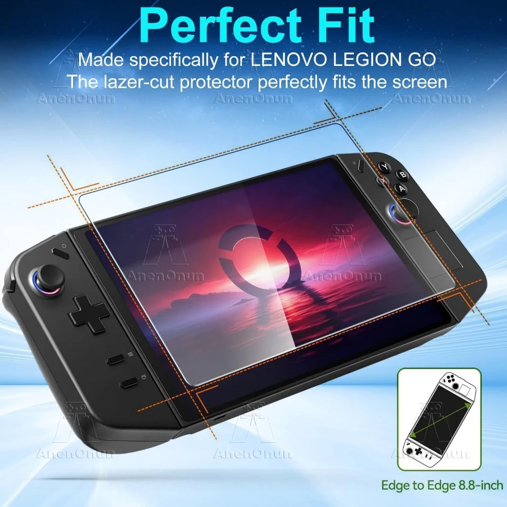 Legion Go Tempered Glass Screen Protector 9H Hardness Shatterproof Anti-Scratch Anti-Fingerprint 2.5D Arc Edge HD Bubble-Free