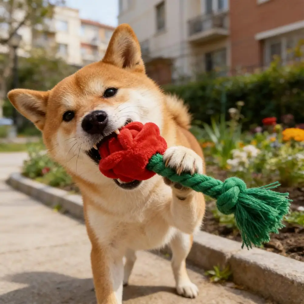 

Dog Toy Rose Flower Plush Dog Toy Squeaky Chew Toy for Small Medium Dogs Valentine’s Day Crinkle Treat Puzzle Stuffed Dog