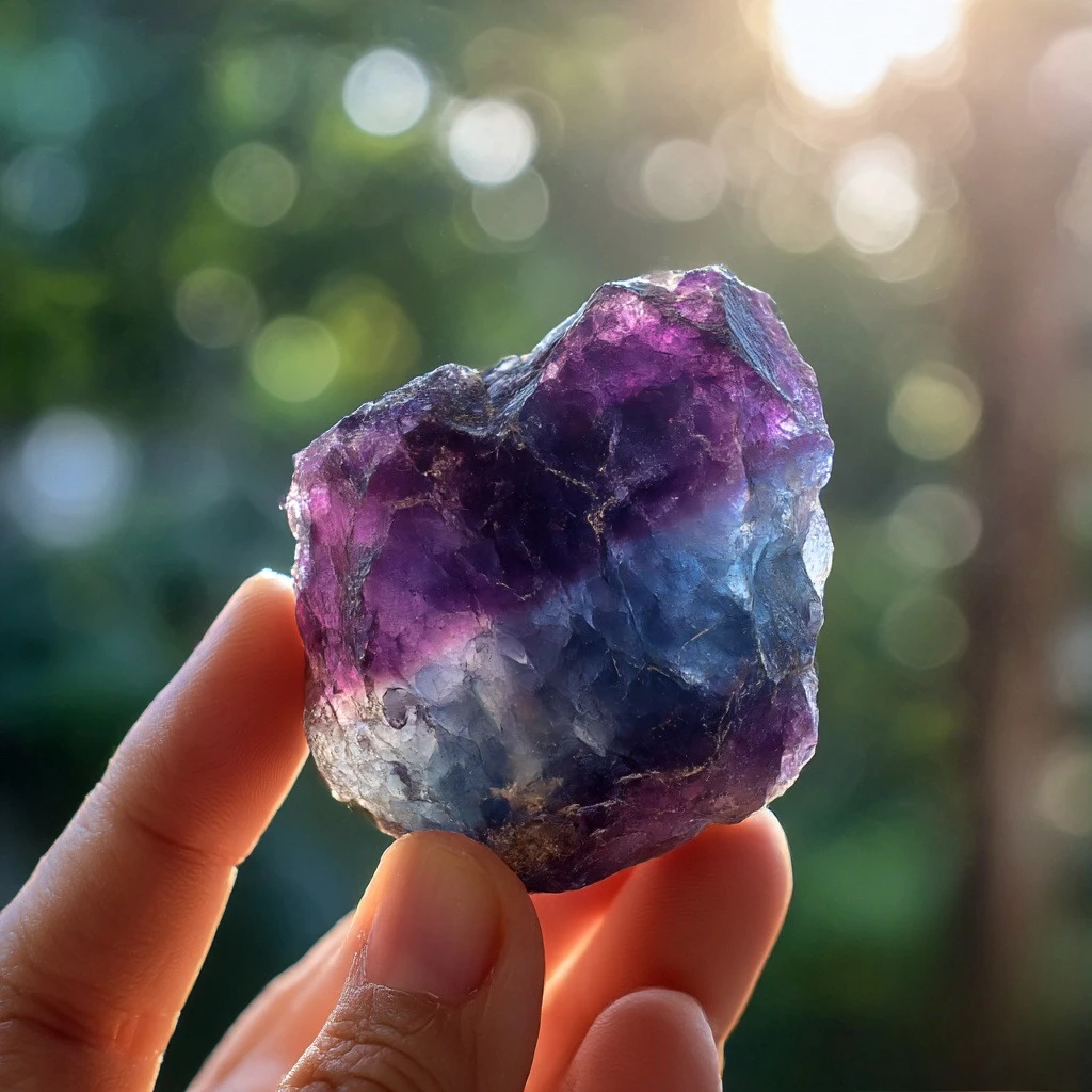 

1PC Purple Fluorite Raw Stone , Polished Faceted Surface, Birthday, Christmas, Valentine'S Gift, Home & Office Decoration