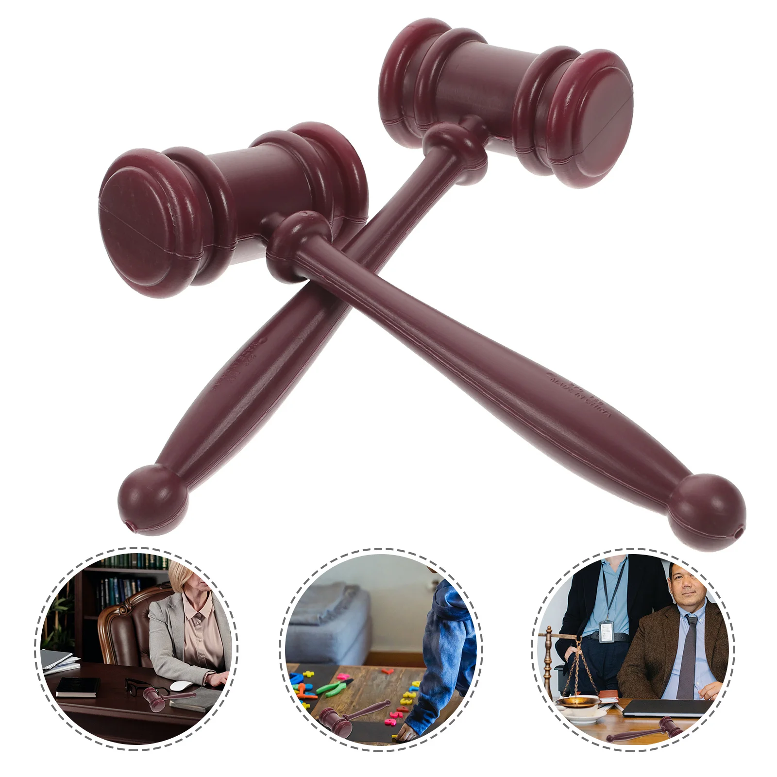

2Pcs Courtroom Gavel Judge Hammer Prop Solid Material Loud Clear Sound Auction Role Play Gift for Lawyers Judges Executives
