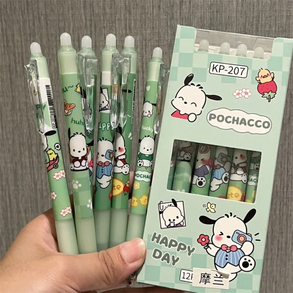 6szt Kawaii Cute Anime Peripheral Pochacco Cartoon Blue Erasable Gel Pen Diary Note Marker Pen Pupil Stationery Festivals Gift