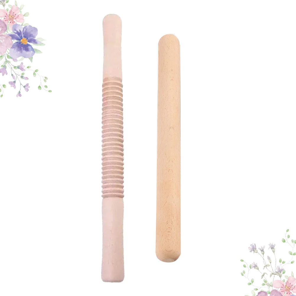 

2PCS Wooden Rolling Pin Eco Friendly Long Lasting Practical Use Comfortable Grip H Smooth Action Ideal Home Bakeries Pastry