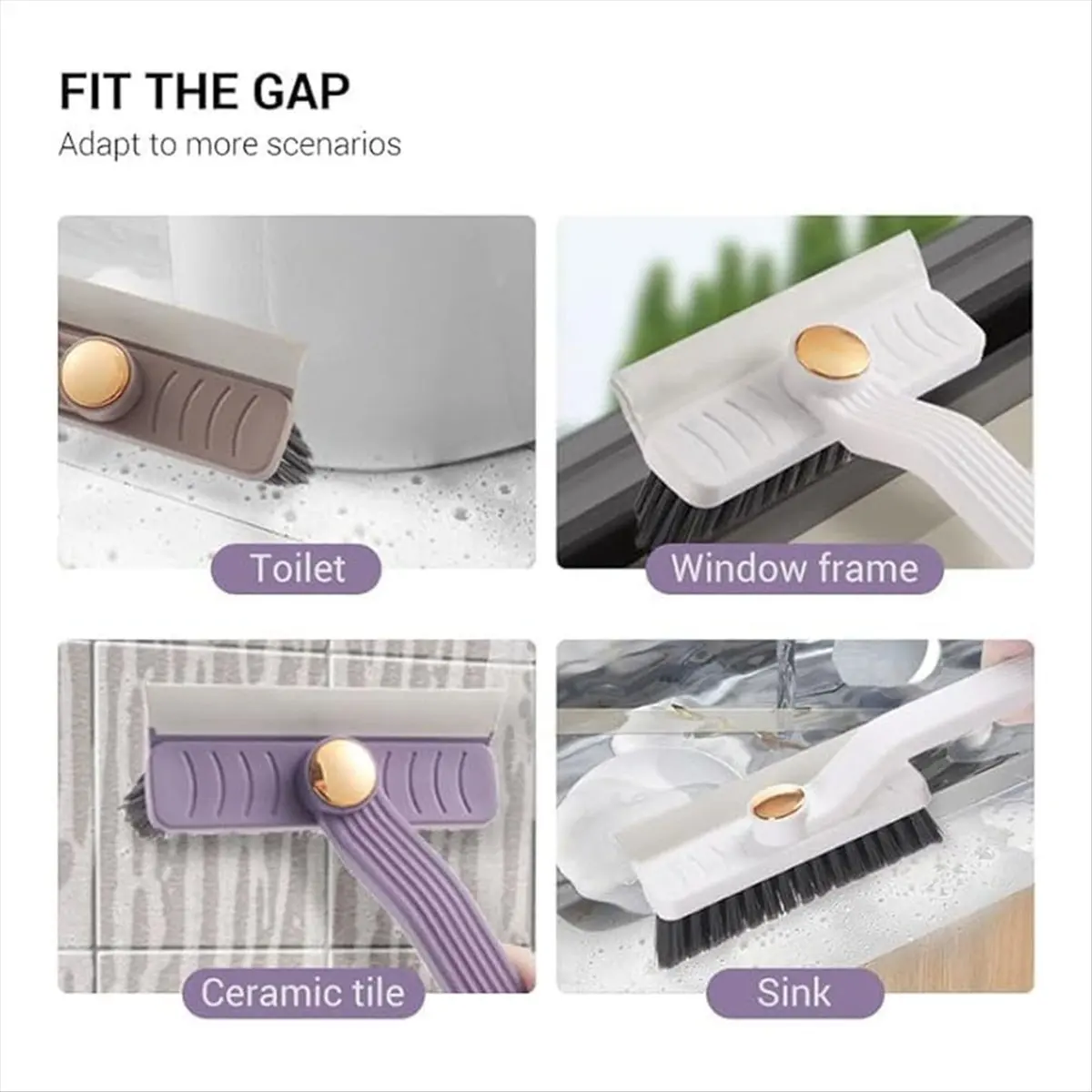 *A02R فرشاة تنظيف الشقوق الدوارة متعددة الوظائف، فرشاة تنظيف المساحة، فرشاة تنظيف الشقوق ذات الشعيرات الصلبة، 360 درجة مئوية #4