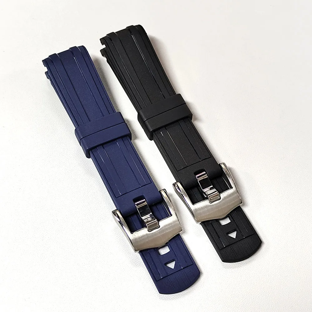 

Черные роскошные брендовые ремешки для часов 20 мм, мужские часы, качественный резиновый ремешок, аксессуары, детали часов
