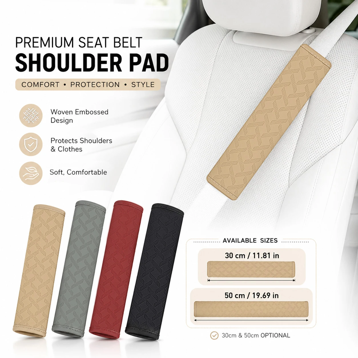 Car airbag shoulder pad, made of PU leather, exquisite and comfortable, suitable for car interiors, size 30cm/50cm