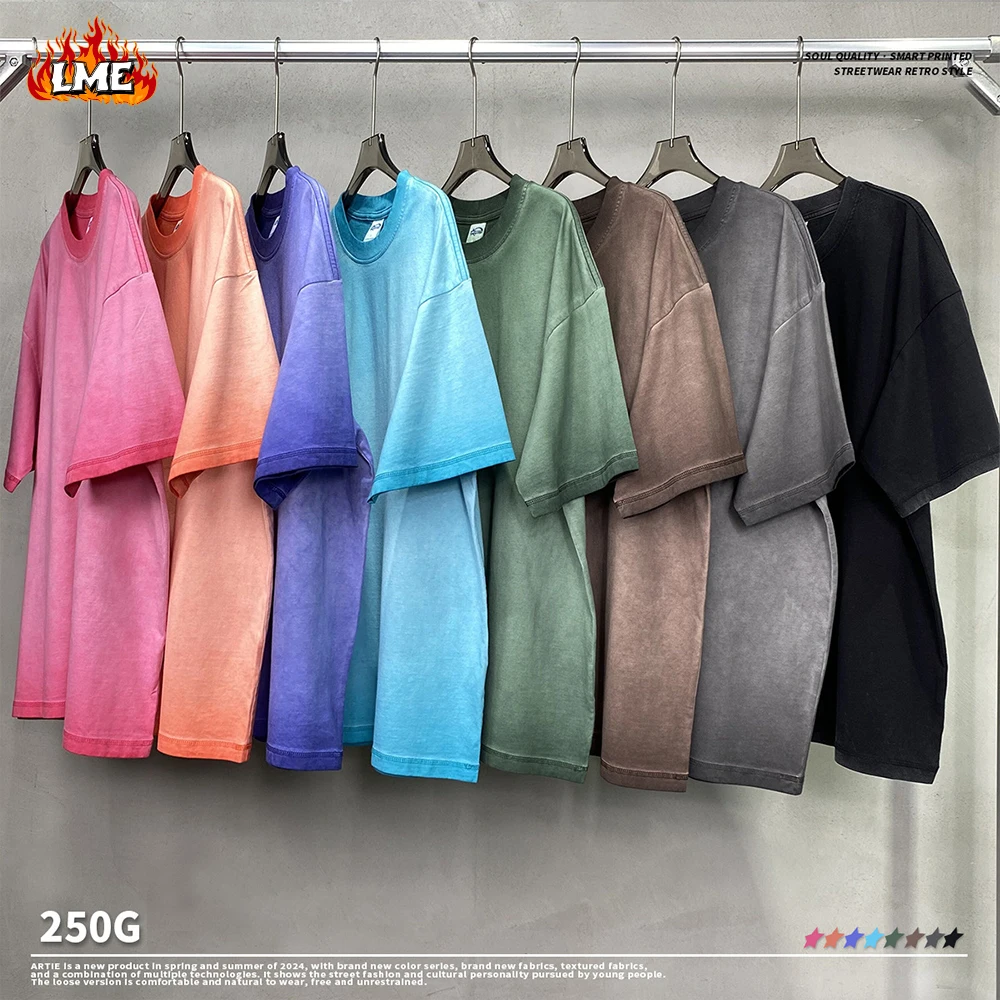 

Wholesale Custom Logo Printed Vintage Aicd Wash Coloration Dyeing 100% Cotton Heavyweight Oversized Plain T Shirt For Men