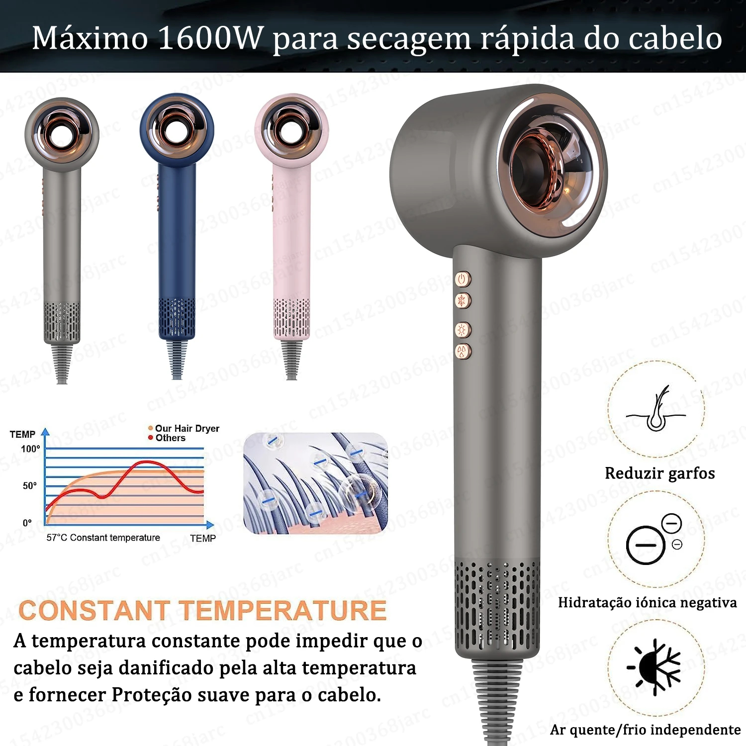 Super secador de cabelo 220v sem folhas de pessoal cuidados — foto 3