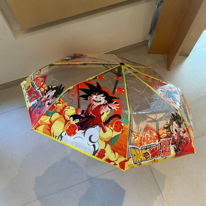 Paraguas Transparente de Anime Dragon Ball Super Saiyan, Diseño Lindo y Personalizado, Paraguas 2D de Cómic Japonés, Venta al por Mayor de Artículos de Animación