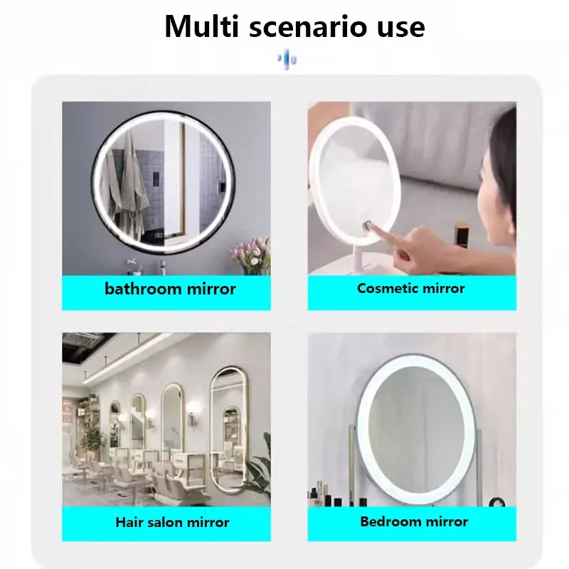 مفتاح لمس مرآة AC110V-220V مع تعتيم بدون خطوات مناسب لمرايا الحمام ومرايا صالون الشعر ومرايا المكياج حسب الطلب