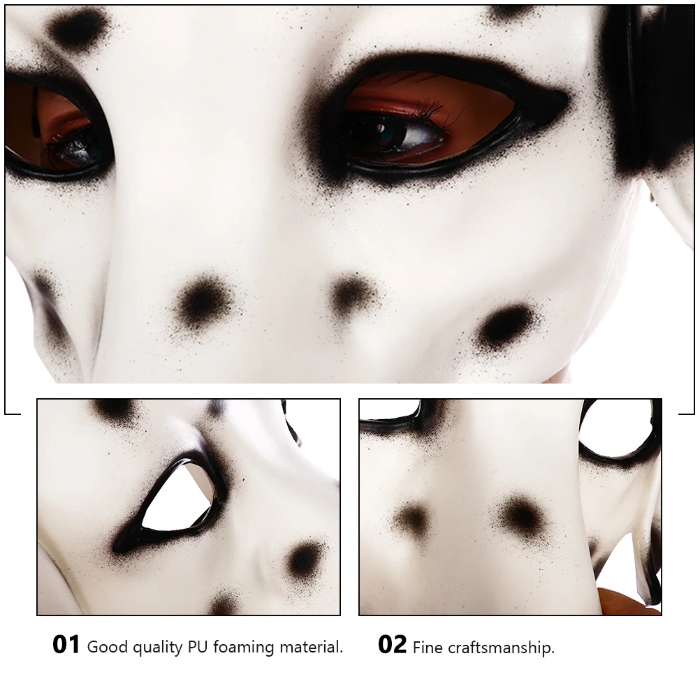 

Dalmatians Unisex Mask PU Foam Animal Cosplay Stage Performance Halloween Party Performance Mask Toy