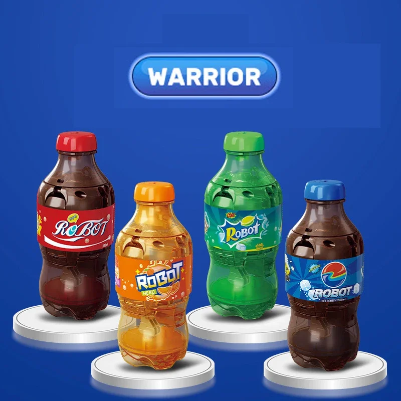 New style Bottled Soda Transformation Robot Creative Beverage Figurine model Funny kids toys birthday gifts home decor model